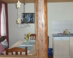 Die Küche und der Essbereich im Ferienhaus Bergblick